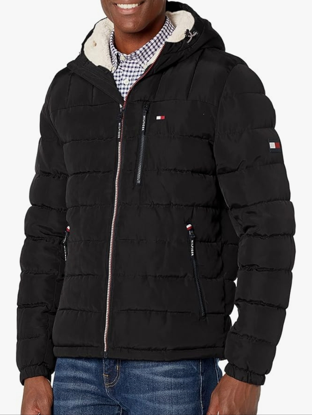 Tommy Hilfiger mens mid weight Sherpa lined water resistant puffer jacket